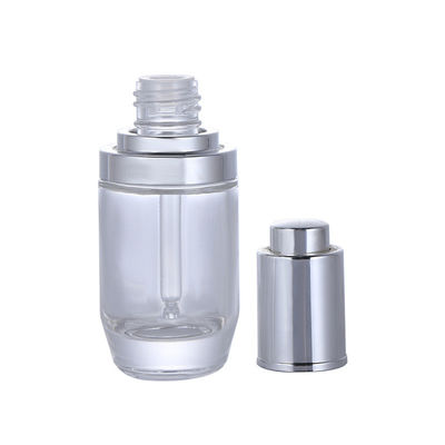 Rund transparente Glasgrundflasche Einfaches Design Seidenbildschirmdruck Kosmetische Verpackung