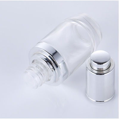 Rund transparente Glasgrundflasche Einfaches Design Seidenbildschirmdruck Kosmetische Verpackung