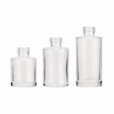 Einfache runde Glasflasche mit kostenlosen Proben Transparente glänzende Oberfläche